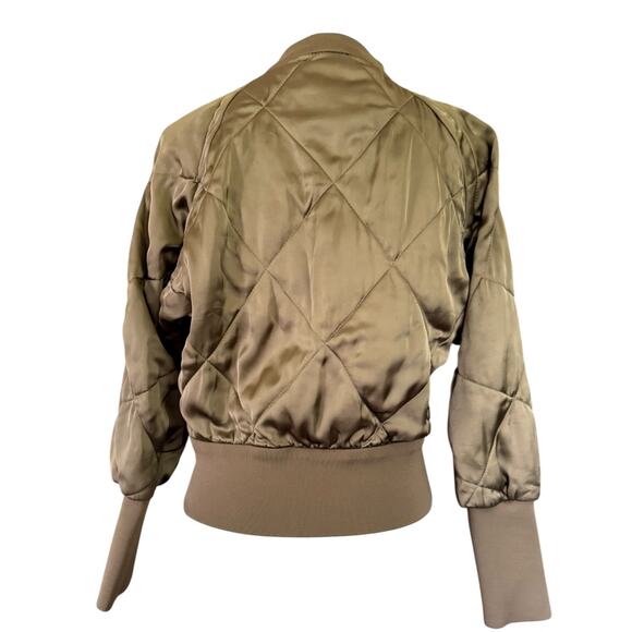Zara Women Satin Green Quilted Bomber Jacket Size XS - Picture 3 of 9
